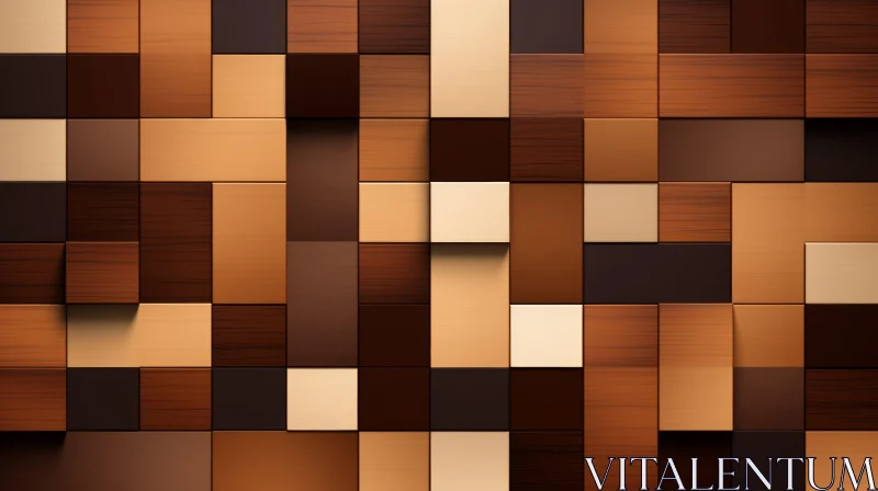 Wooden Blocks Wall Texture - 3D Rendering for Backgrounds AI Image