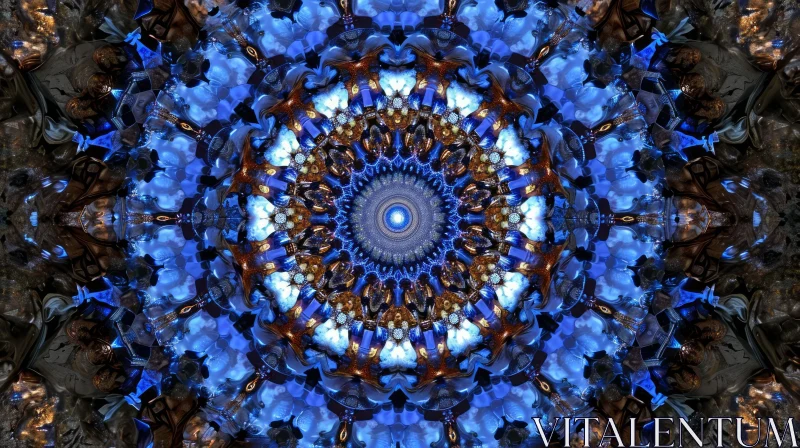 Blue and Brown Mandala Art - Abstract Circular Design AI Image