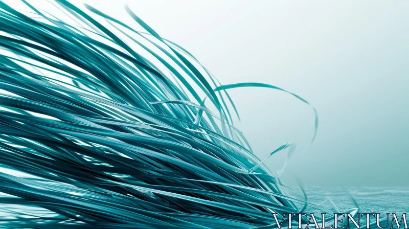 Blue and Green Wave 3D Render | Dreamlike Abstract Art AI Image