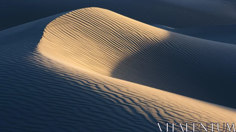 Golden Sand Dune at Sunset in Desert - Serene Landscape AI Image