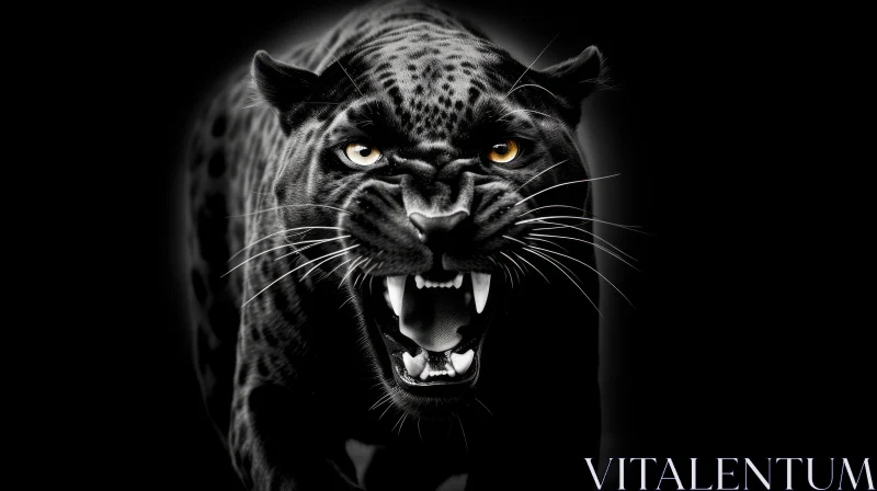 Intense Black Panther Portrait - Wildlife Photography AI Image