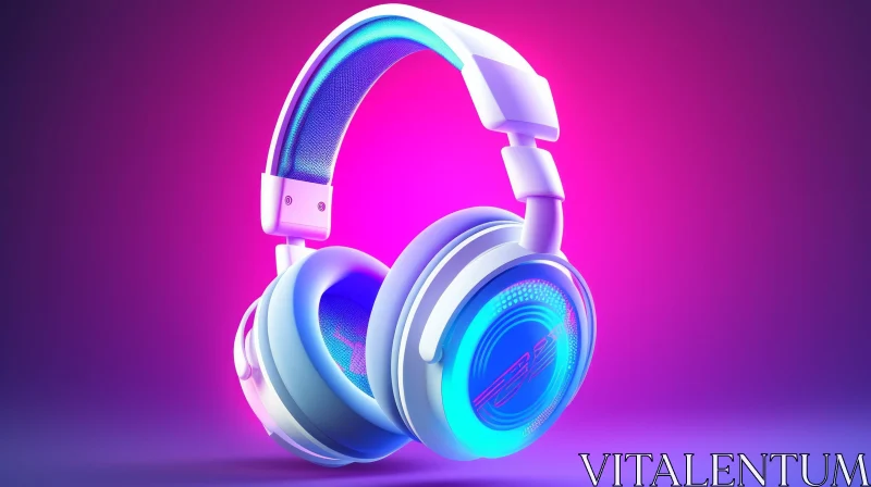 White Headphones with Glowing Elements - 3D Rendering AI Image