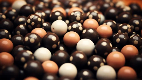 Close-up of Chocolate Candy Balls with Polka Dots