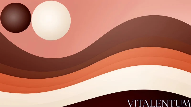 AI ART Smooth Waves Abstract Background in Brown, Pink, and White