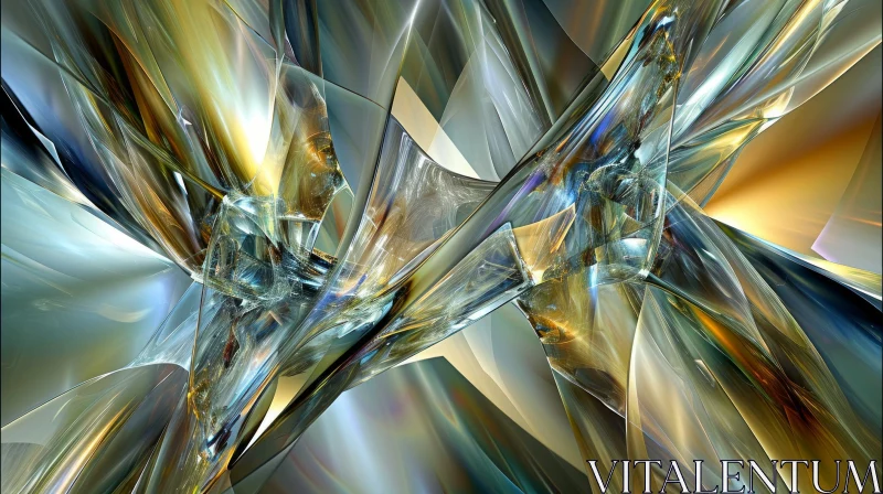 Elegant 3D Abstract Composition with Glass and Metal Elements AI Image