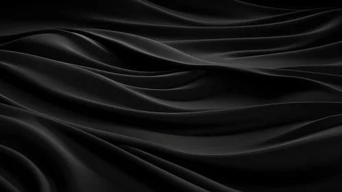 Elegant Black Silk Fabric with Flowing Waves