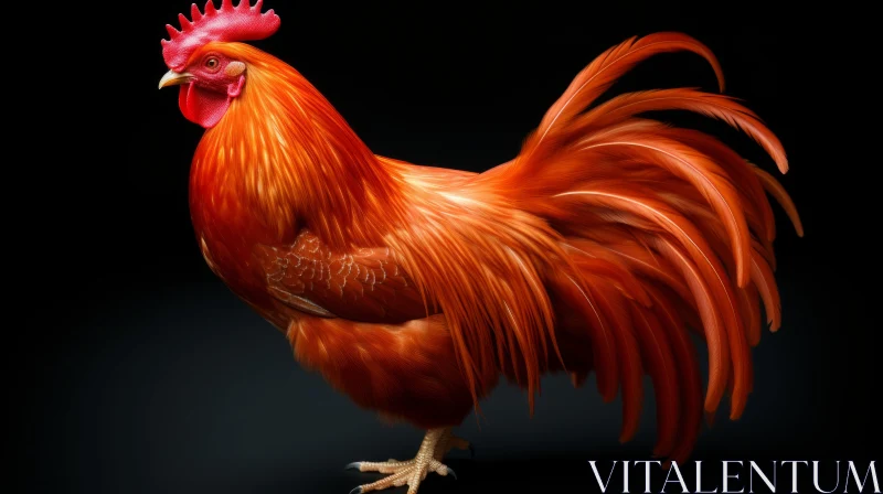 Red Rooster Bird Standing Image AI Image