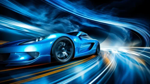 Thrilling Blue Sports Car Tunnel Drive