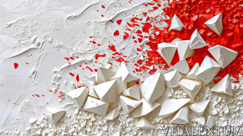 Textured White and Red Abstract Painting AI Image