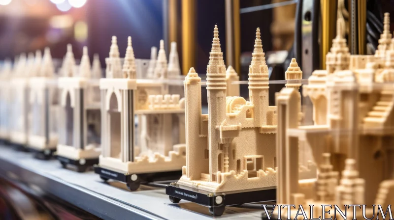 3D Printed Architectural Marvels: Sagrada Familia, Eiffel Tower, Taj Mahal AI Image