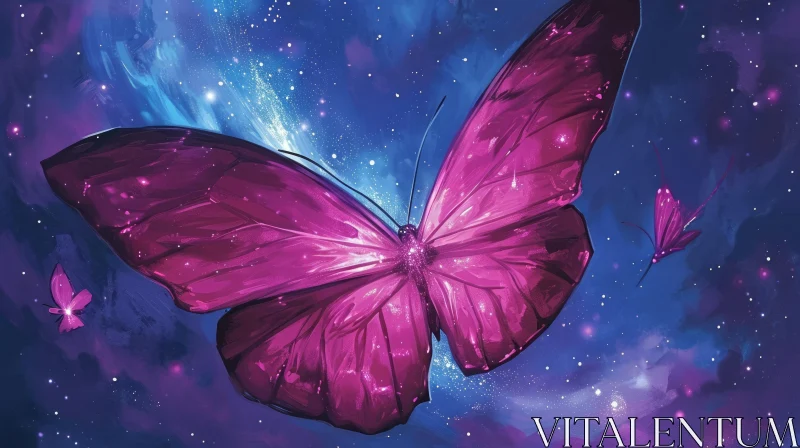 Enchanting Butterfly Painting in Pink and Purple Tones AI Image