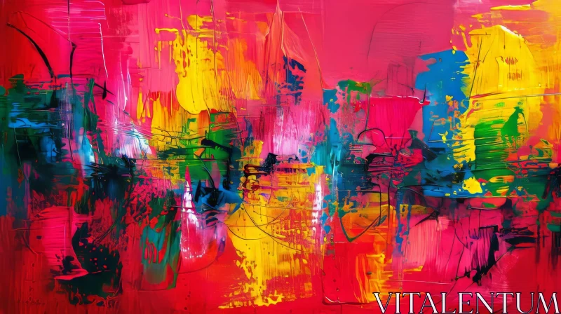 Expressive Abstract Painting - Colorful Brushstrokes AI Image