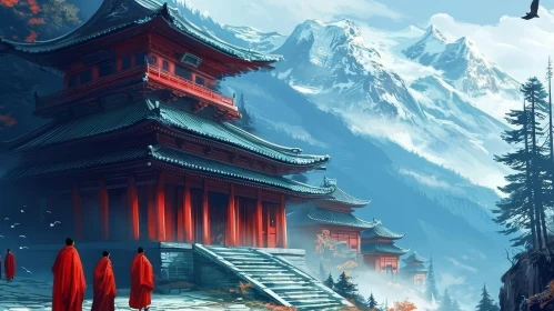 Majestic Temple in the Mountains | Serene Landscape