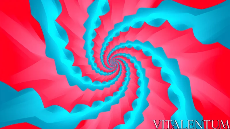 Blue and Red Spiral 3D Rendering AI Image