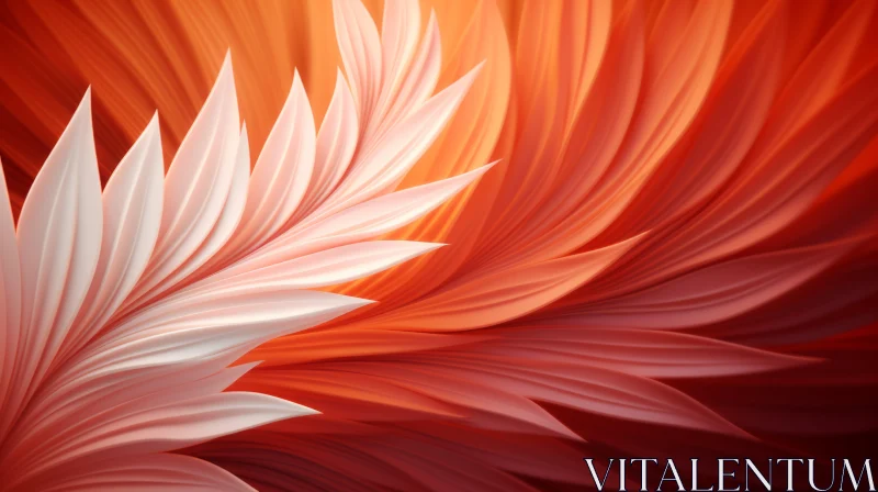 AI ART 3D White Petal Flower on Orange Background