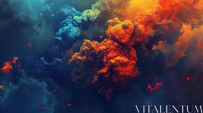 Enchanting Nebula in Rich Blue and Orange Tones AI Image