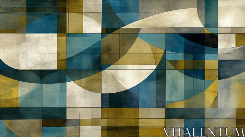 AI ART Harmonious Geometric Abstraction in Blue, Green, and Brown
