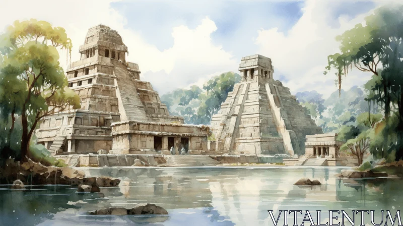 Ruins in Watercolor Style | Classical Symmetry | Ancient World