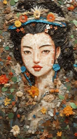 Pebble Mosaic Artwork by Gillian Ting: Oriental-Inspired Baroque Figurative Creation