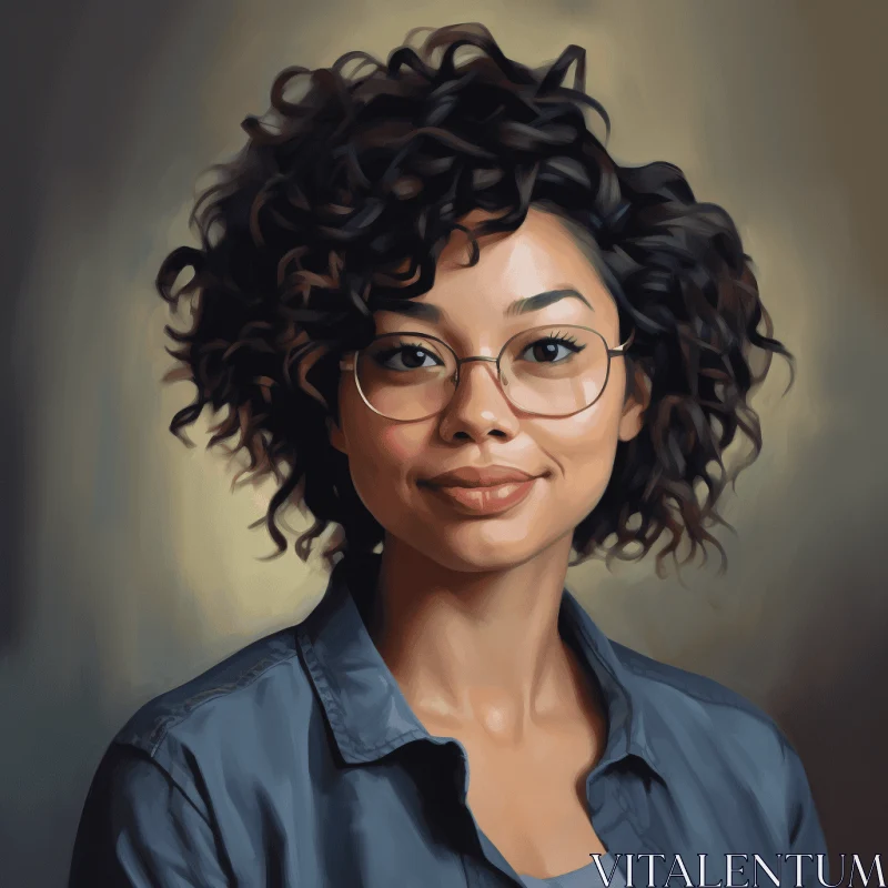 Captivating Portrait of an African Woman with Glasses AI Image