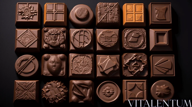 Delicious and Artistic Chocolate Flavors on a Black Background AI Image