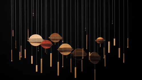 Captivating Composition of Suspended Spheres | Varying Wood Grains