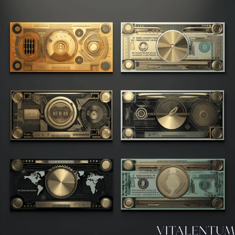 AI ART Cybernetic Money Elements: Realistic Color Schemes in Bronze and Black