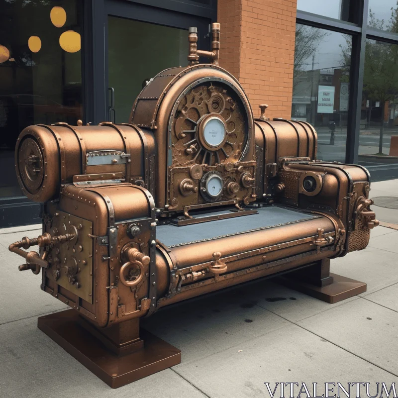 Unique Steampunk Bench with Urban-Inspired Design AI Image