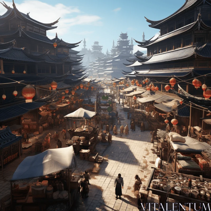 Captivating Asian Marketplace: Unreal Engine 5 Masterpiece AI Image