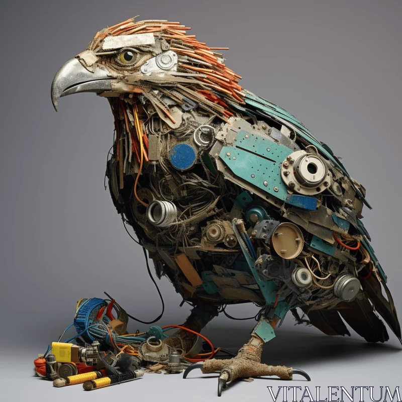 Unique Avian Sculpture: Intricate Details and Realistic Rendering AI Image