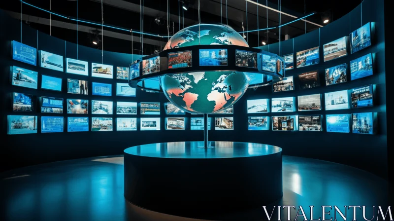 Captivating Globe and Television Display | Industrial Urban Art AI Image