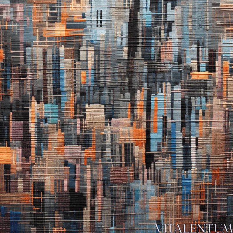 Abstract City Blocks Painting on Canvas | Intricate Weaving Style AI Image