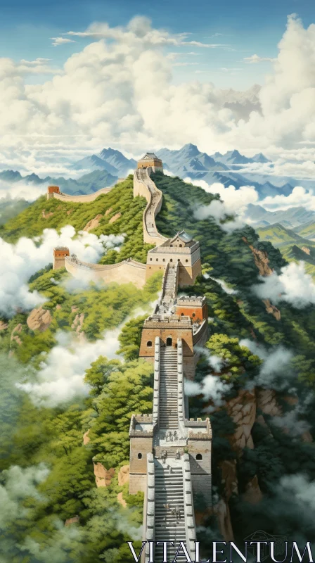 The Magnificent Great Wall of China: A Captivating Image AI Image