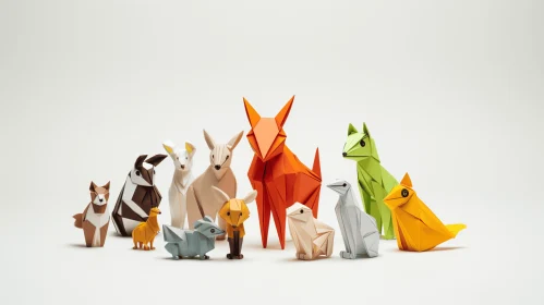 Colorful Origami Animals on White | Minimalistic Canine Sculptures