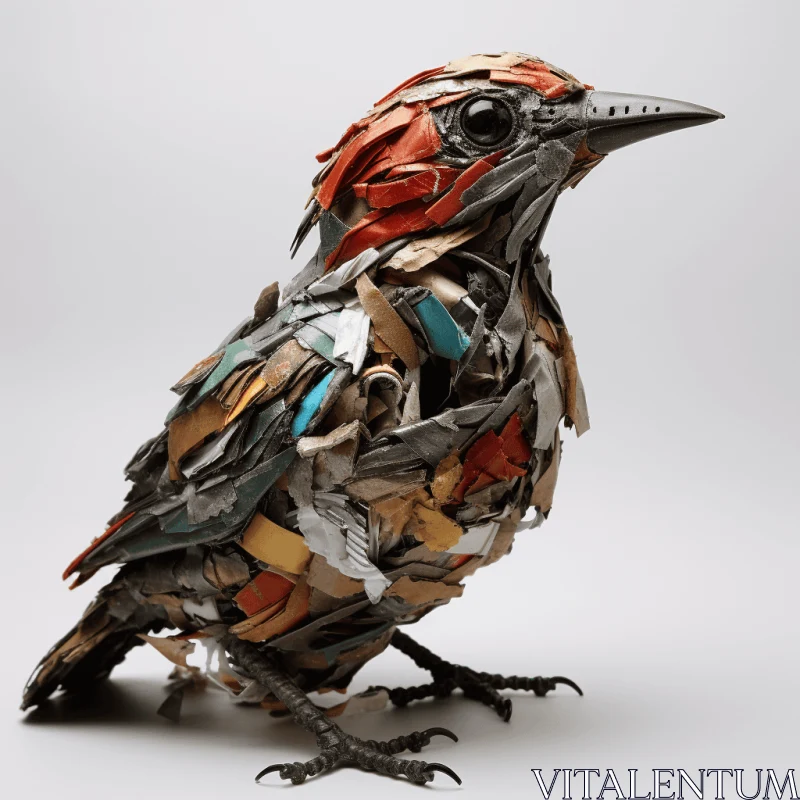 Sculpture of a Unique Bird with Chaotic Compositions AI Image