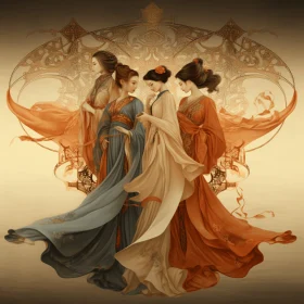 Three Women in Cheongsams: Art Nouveau Ornamentalism