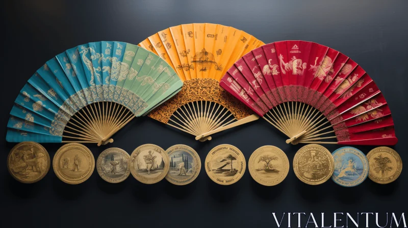 Captivating Oriental Fans: A Money-Themed Art Collection AI Image