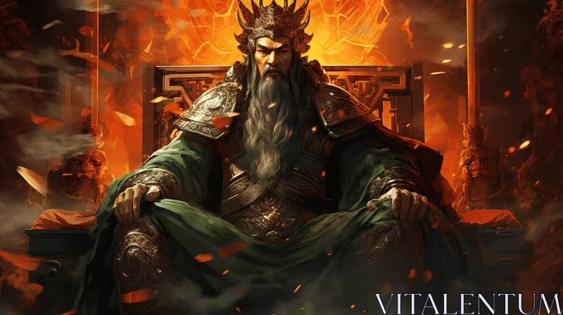 Fiery Throne: Dark Emerald and Gray Concept Art AI Image