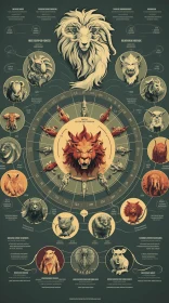 Lion and Goat Zodiac Signs: Graphic Design-Inspired Illustrations