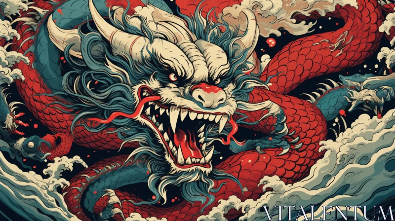 Captivating Dragon Design Wallpaper in Red and Blue AI Image