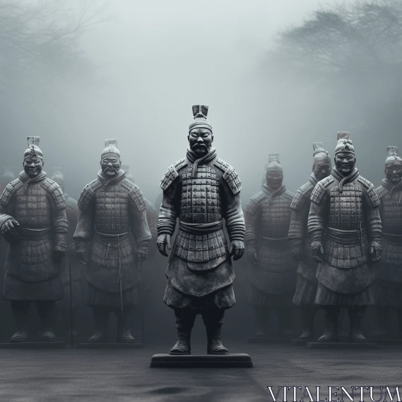 Misty Armoured Men: A Captivating Tribute to Ancient Times AI Image