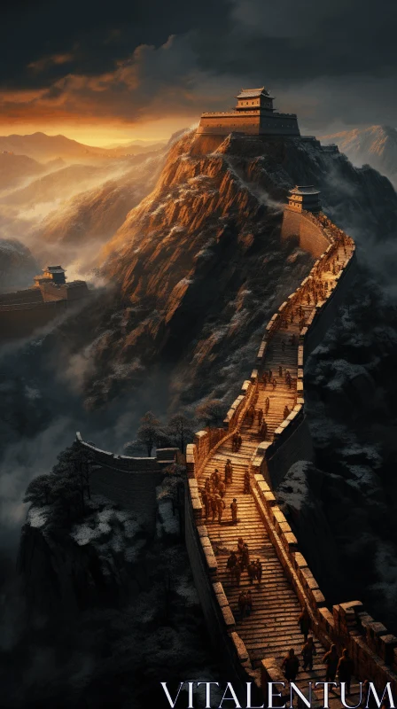 Mesmerizing Great Wall of China Wallpaper | Realistic Fantasy Art AI Image
