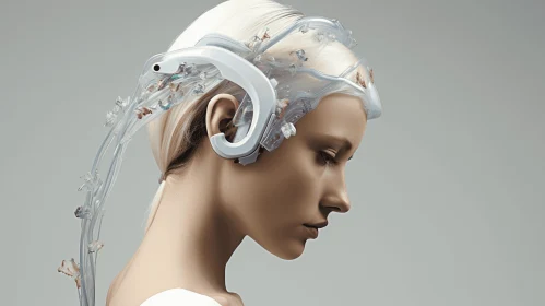 Captivating Artwork: Futuristic Woman in Costume with Hyper-Realistic Water