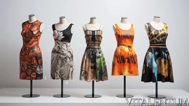AI ART Captivating Printed Dresses on Lifelike Mannequins | Hyper-Realistic Still Life
