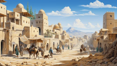 Captivating Desert Town Scene | Everyday Life Depiction
