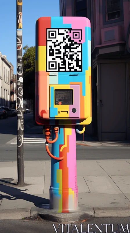 Colorful and Interactive Parking Meter with QR Code | Psychedelic Portraiture AI Image