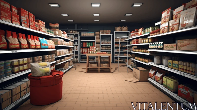Captivating Supermarket Art in Daz3D Style | Mysterious Atmosphere AI Image
