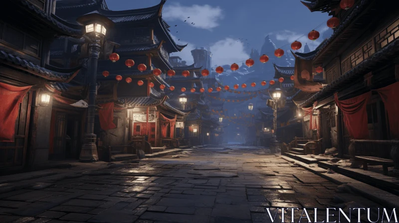 Eerie and Realistic Asian Street at Night - Unreal Engine Art AI Image