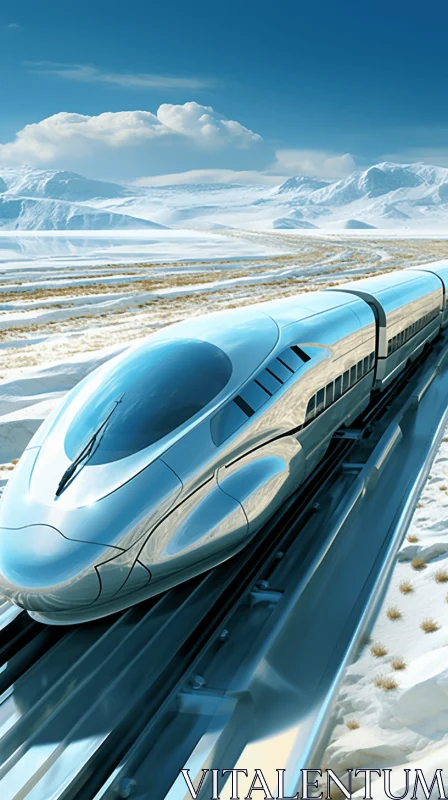 Sleek White Train: Futuristic Design and Dynamic Energy AI Image