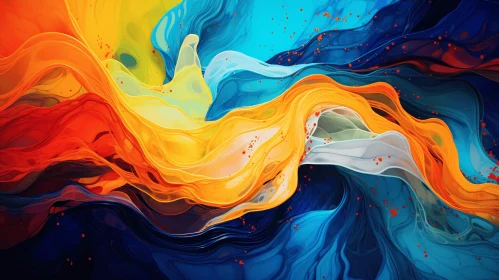 Captivating Digital Painting of Colorful Flowing Fabrics | Orange and Blue